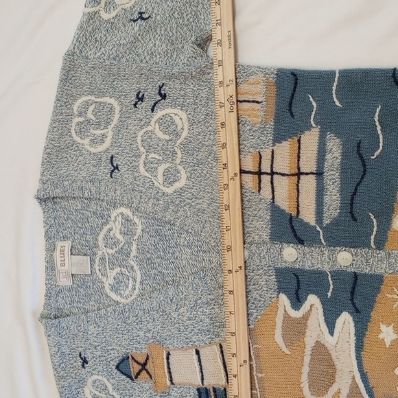 ID Blues Womens Cardigan Sz S Sweater Grannycore  Eclectic Grandpa Lighthouse - Picture 10 of 11